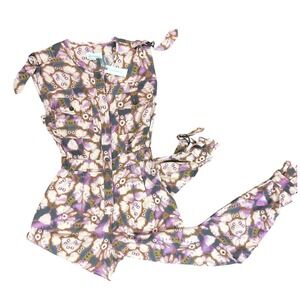 Anthropologie Abstract Motif Utility Jumpsuit Purple XS New With Tags $178